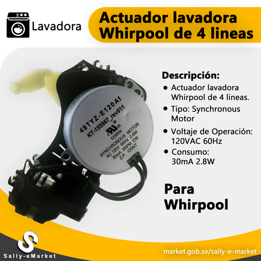 SV. Motor para lavadora Whirlpool 4 lineas (Actuador)