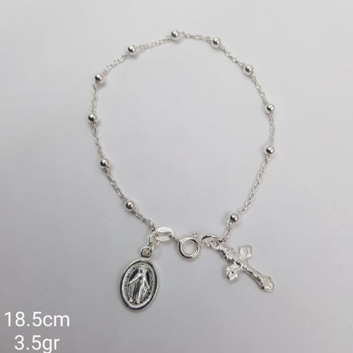 Imagen de Pulsera rosario 18.5 cm plata 925